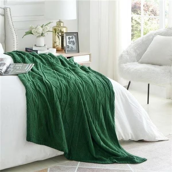 Cozy Tyme T176-30HGC-UE 50 x 60 in. Sacha Cable Knit Throw Blanket; Hunter Green, Cozy Tyme, Mfr#: T176-30HGC-UE